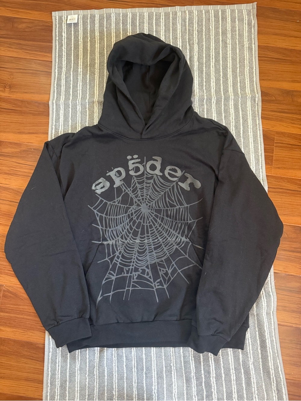Sp5der Black Graphic Pullover Hoodie